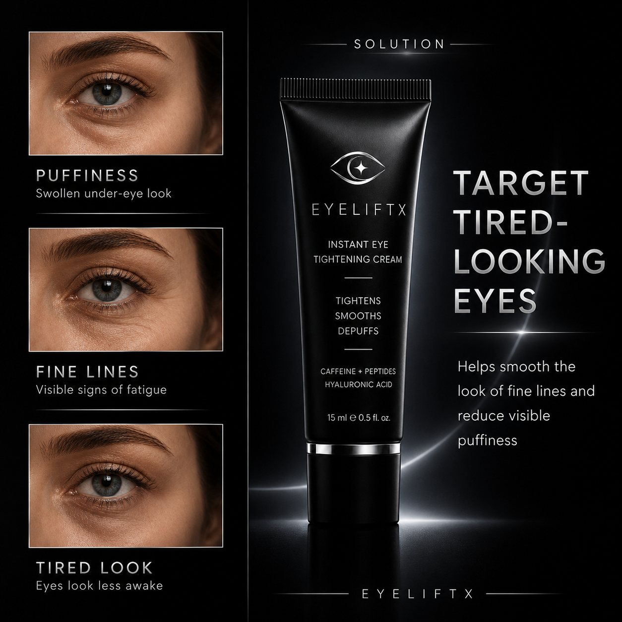 EyeLiftX Instant Eye Tightening Cream – Reduces Eye Bags, Puffiness & Wrinkles for a Visible Lift in Minutes