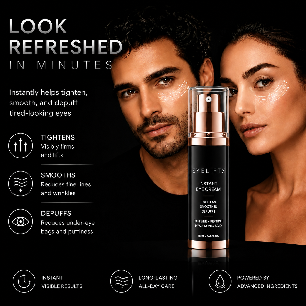 EyeLiftX Instant Eye Tightening Cream – Reduces Eye Bags, Puffiness & Wrinkles for a Visible Lift in Minutes