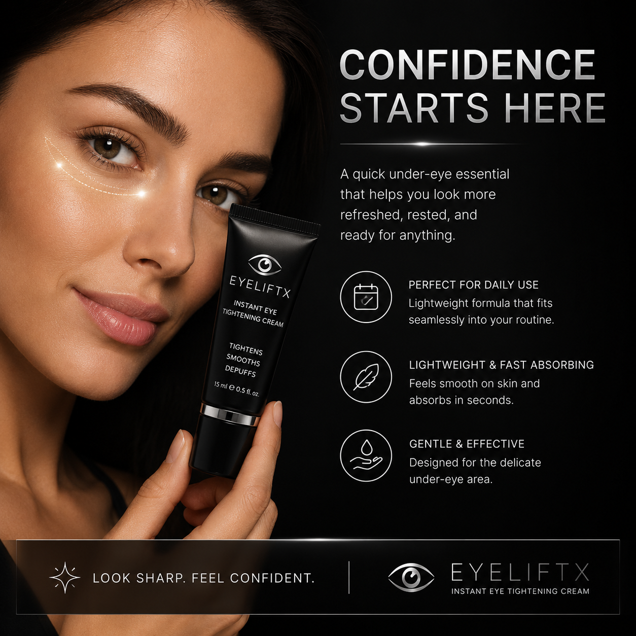 EyeLiftX Instant Eye Tightening Cream – Reduces Eye Bags, Puffiness & Wrinkles for a Visible Lift in Minutes