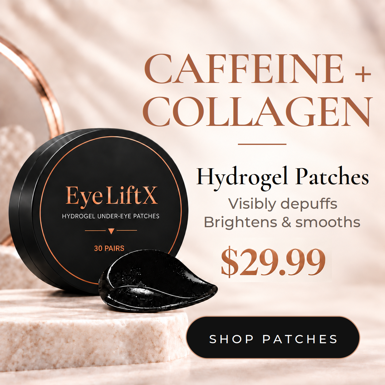 EyeLiftX Caffeine + Collagen Hydrogel Under-Eye Patches